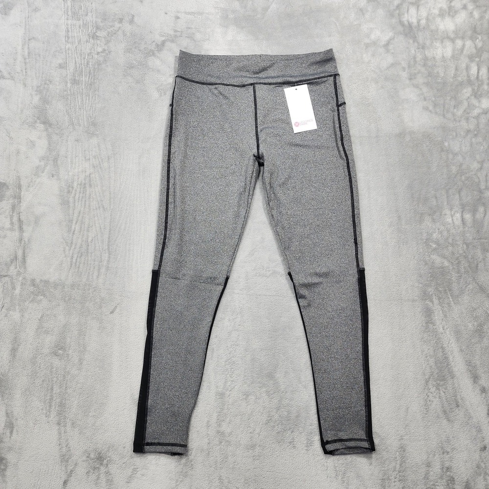 NEW Leggings Park Pants Womens L/XL Gray Black Stripe Ankle Yoga Gym Workout